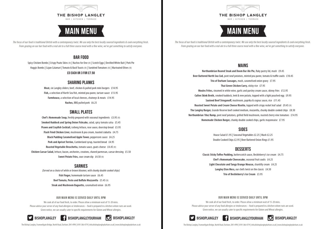 Bishop Langley Main Menu Design