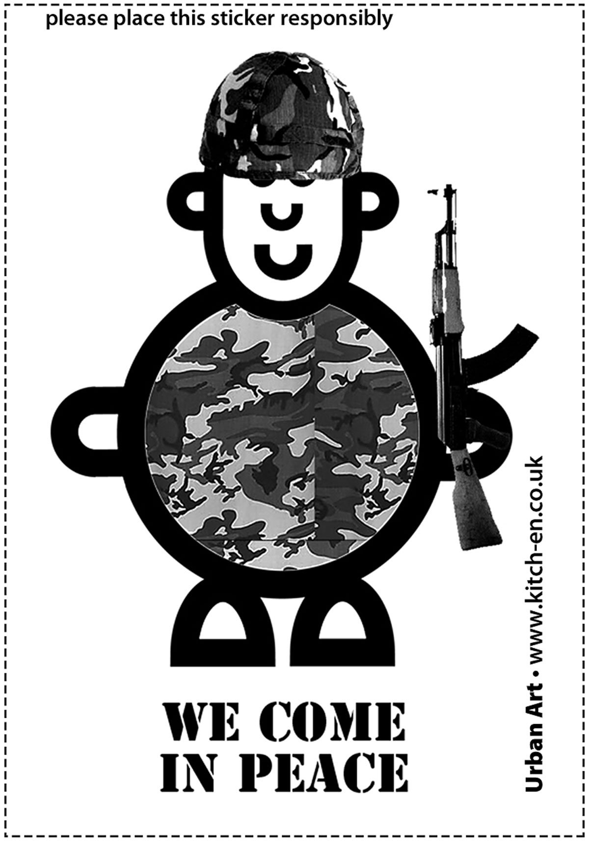 Mr Armyman (Smileyman's Evil Twin) Sticker Print Illustration