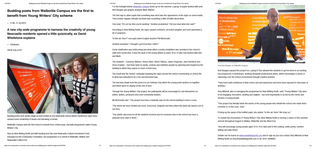 Local Press Coverage, The Newcastle Chronicle